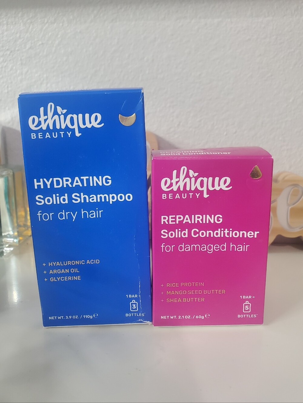 NIB Ethique Hydrating Solid Shampoo Bar and Reparing Solid Conditioner Bar🌙🔺️